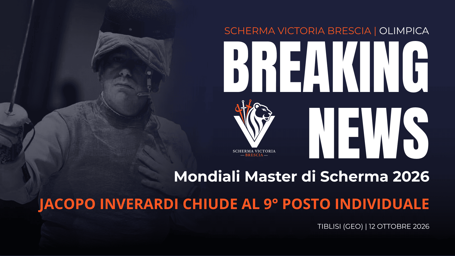 Mondiali Master 2026: Jacopo Inverardi chiude al 9° posto nel Fioretto Maschile